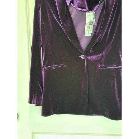 NWT Joan Vass Purple Velvet Single Button Blazer Size Small - Picture 5 of 9